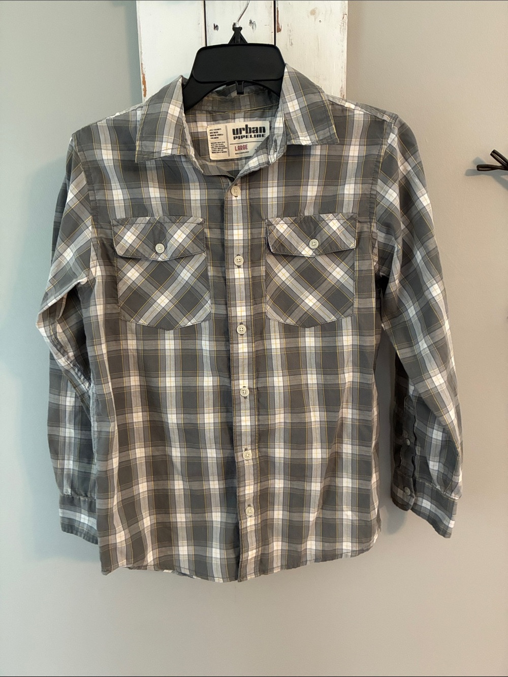 Boys casual button down shirt with adjustable sleeve length